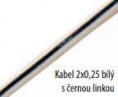 Kabel 2x0,25 bílý s černou linkou